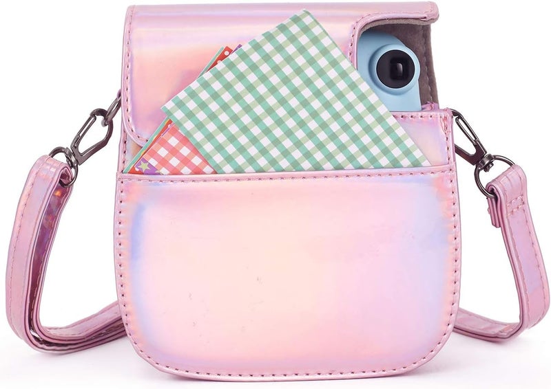Phetium Instant mini 12 Camera Protective Case Compatible with Instax Mini 12 11,PU Leather Bag with Pocket and Adjustable Shoulder Strap (Magic Pink) - Image 4